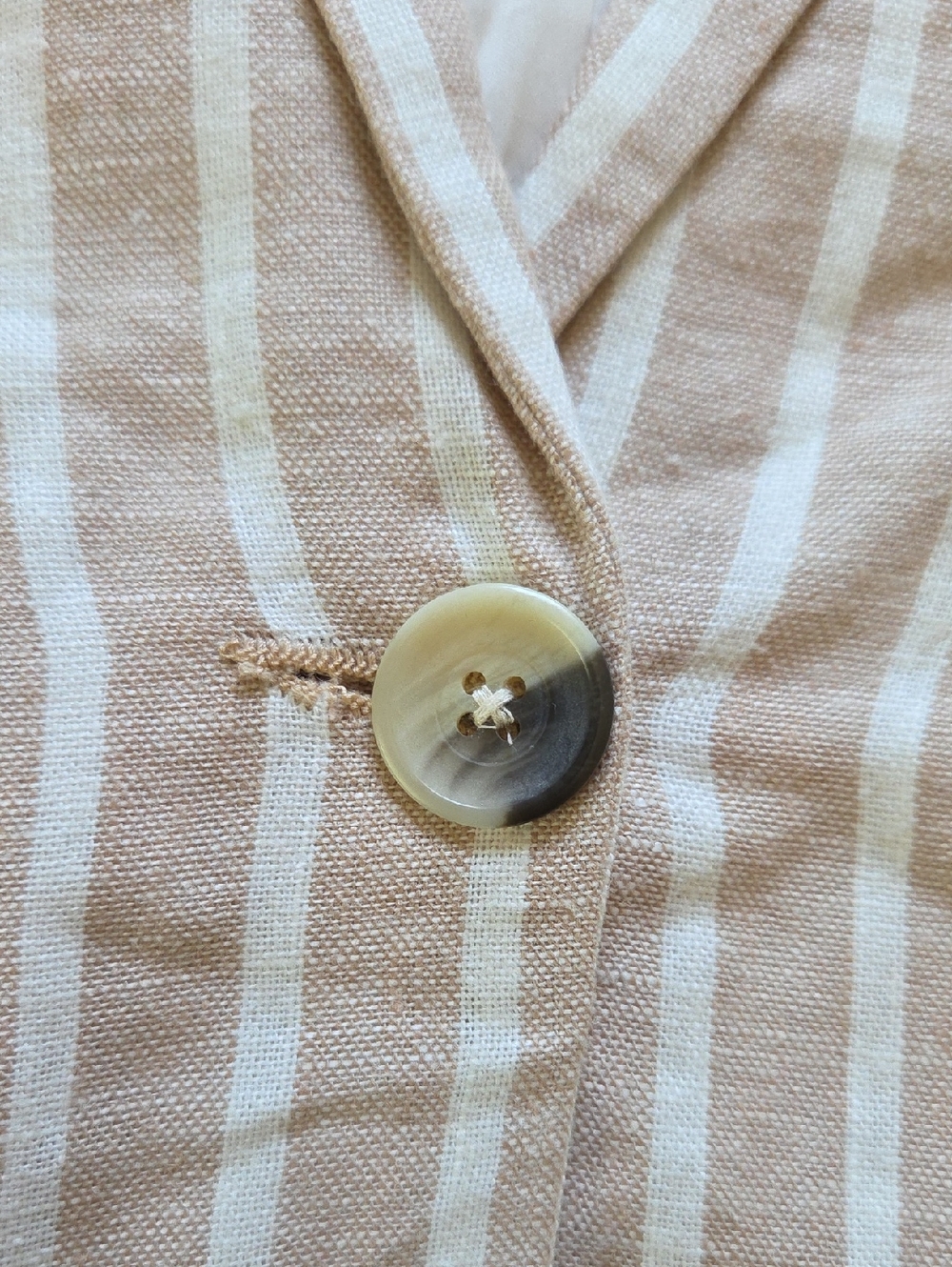 BP Nordstrom Tan & White Linen Blend Single Button Blazer - Size L - Picture 3 of 8